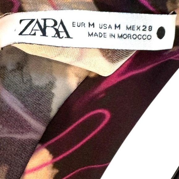 Zara High Neck Long Sleeve Printed Marble Asymmetrical Maxi Dress Size Medium - Picture 6 of 11